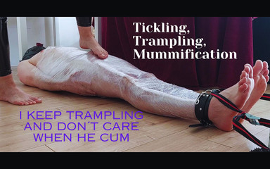 Mummified, Tickled and Trampled - Made Him Cum Under My Feet