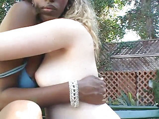 Ebony and white lesbian sluts fucking outdoors
