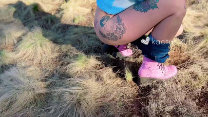 Colorful Kutie Pees Outdoors