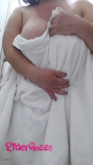 BBW MILF Coming Out of the Shower Drying Herself