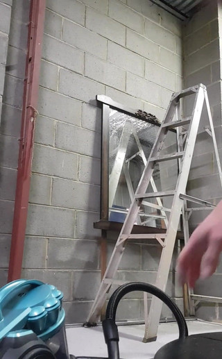 Nude Cleaning My Home Gym, I Use a Ladder