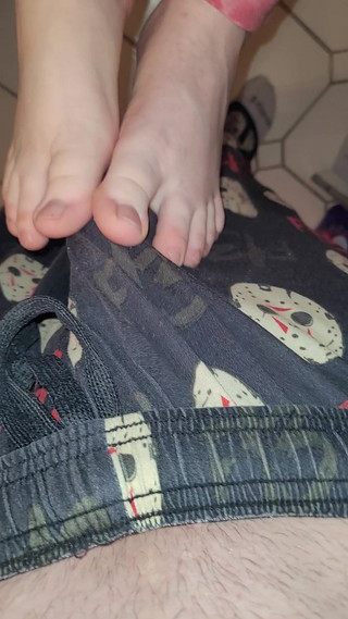 Wife Rubbing Feet on Cock