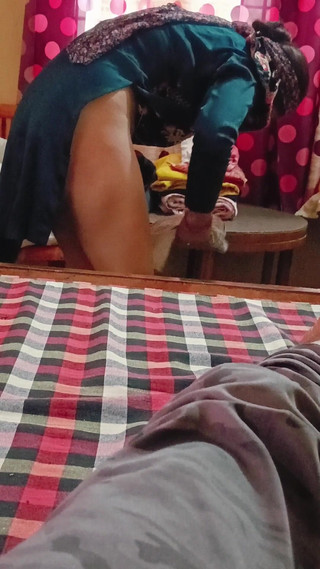 Desi Housewife Changing Panty in From of Her Lover