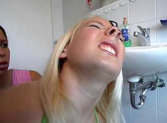 Cute Blonde Babe Getting Her Mouth Punished