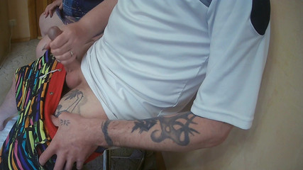 Caught jerking off and helped to cum