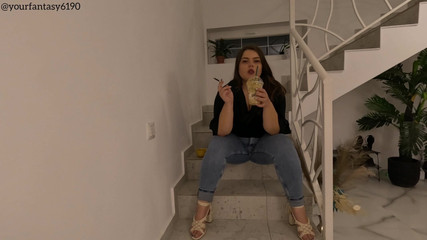 Smoking Break for BBW in Tight Jeans and Heels
