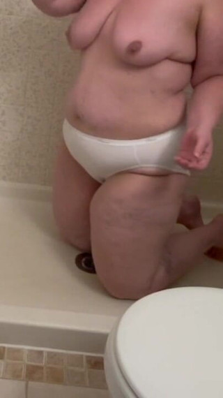 BBW Whore Gags on Your Cock in the Shower
