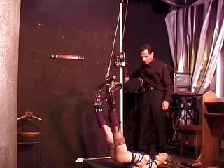 Redhead with a nice rack bound upside-down