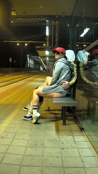 Really Risky Sex at a Bus Stop with a Young Stepsis That Ends with an Orgasm and a Cumshot