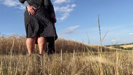 Holding on to My Stepmother in Law's Hefty Ass While She Jerks off My Cock in Nature