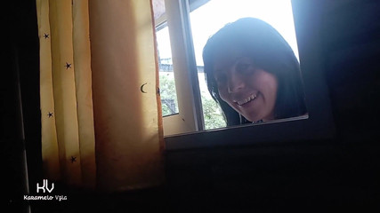 Horny Neighbor Sees Me Masturbate Through the Window and Enters My Apartment, I Fuck Her Really Hard