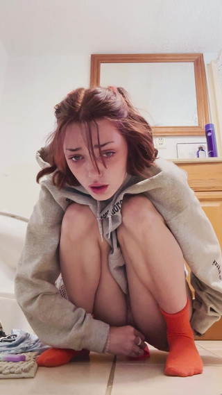 Sneaky Bathroom Using My Rose Sextoy and Cumming on My Dildo