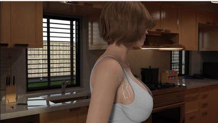 Melinda Spilled Milk Over Her Boobs