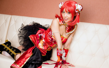 Cosplay with the sexy teen Love Saotome fucked in threesome