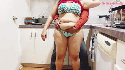 Romantic Indian Couple - Hot Housewife and Husband Sensual Sex & Pussy Fingered in the Kitchen