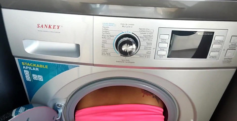 I got stuck inside the washing machine and I asked my stepson for help and he took advantage of the situation