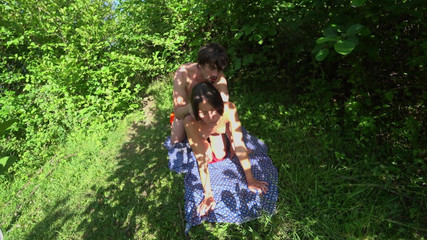 Good Fuck on Nature in Rays of Sun