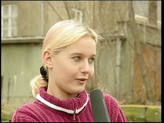 Blonde teen gets naked at vintage casting