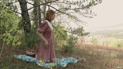 Lana Playing Outdoors with Her Dildo