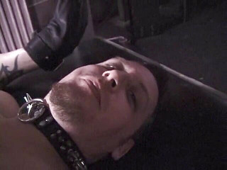 Beautiful girl slaps slave guy's ass and makes him suck her boobs on the floor