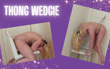 Thong hanging wedgie off a door