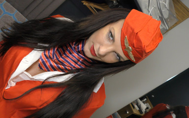 Posh British Air Hostess Take BBC Creampie