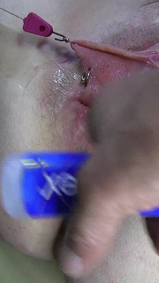 Far Spread Pumped Pussy Worked with Dildos Glasses and Billiard Ball