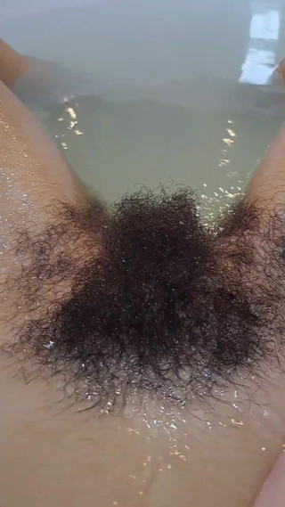 Hairy Girl Washing Her Big Bush