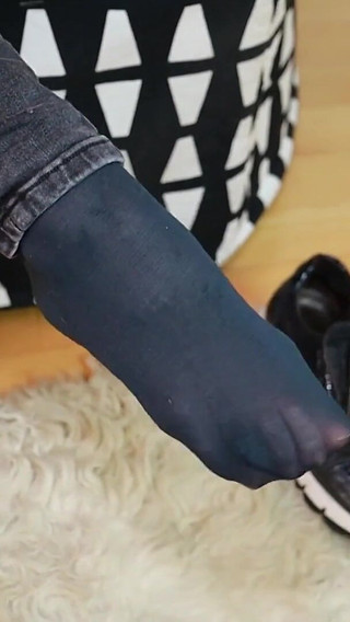 Bold & Unique: Sweaty Ski Socks, Sneakers & Black Jeans Tease