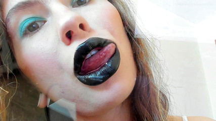 Black lipstick marks and french kiss