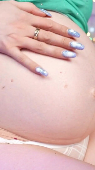 Pregnant Tease and Beg You to Fuck Her, Belly Close up