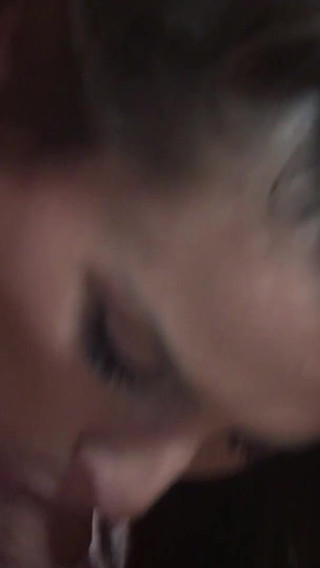 Sexy brunette in deepthroat action with her fucker