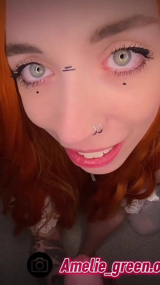 Amateur Redhead Amelie Greens First Blowjob on Tape.