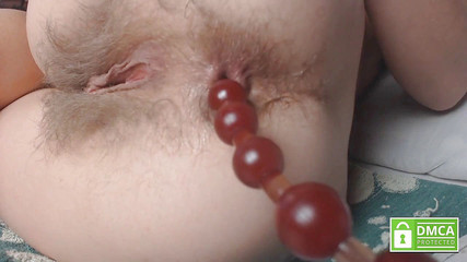 Close up playing with different. Pushing out anal beads without hands from sexy hairy asshole