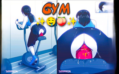 Hardcore Pussy Exercise in Gym Cummed All Over. Derpixon