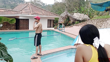 Petite Booty Is Fucked by Big Cock in the Pool - Porn in Spanish