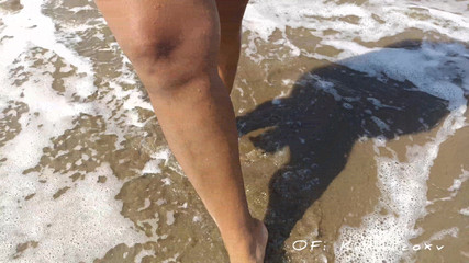Foot fetish. My wife showing her bare feet on the beach