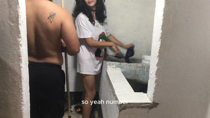 Housewife Is Surprised When She Is Doing Her Laundry