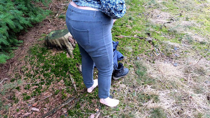 She Has to Strip Completely Naked for Her Tits Punishment in the Woods