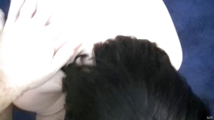 Horny babe gets cum on her face