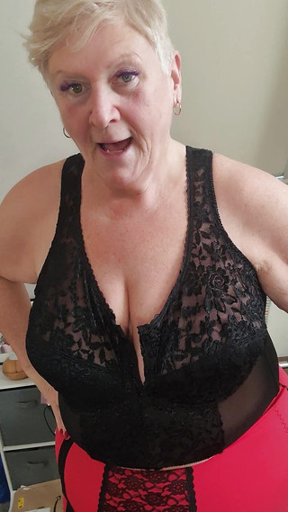 Red and Black Girdle, and a Cheeky View of That Ass