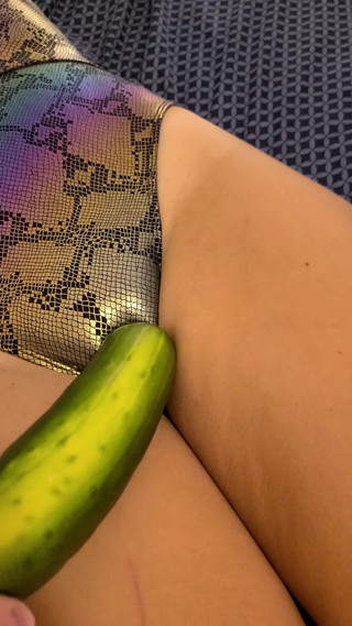 Cucumber in Pussy and Ass