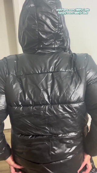 Seductive Stockings & Long Puffy Jacket Cozy Fetish Play with an American MILF