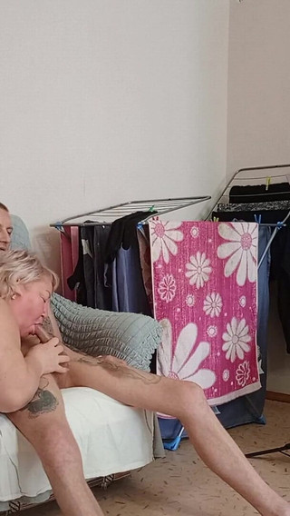 Sucking My Stepson's Dick Until He Gets a Cumshot While We're Alone at Home