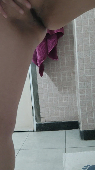 Busty Wife Fingers in Pussy and Ass in the Bathroom