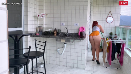 Maid Wearing Short Shorts to Clean What a Delight