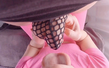 I Suck and Lick Cock Through Fishnet Nylon Panties