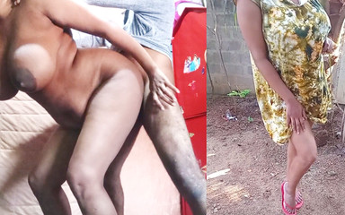 I Play with My Booty Stepmom Blowjob's Boobs in the Outdoor Village