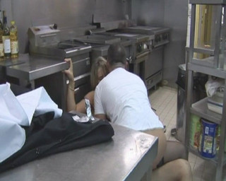 French Babe Got Double Fucked in the Kitchen