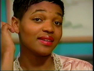 Giant white cock satisfies the mouth and the pussy on this gorgeous black babe